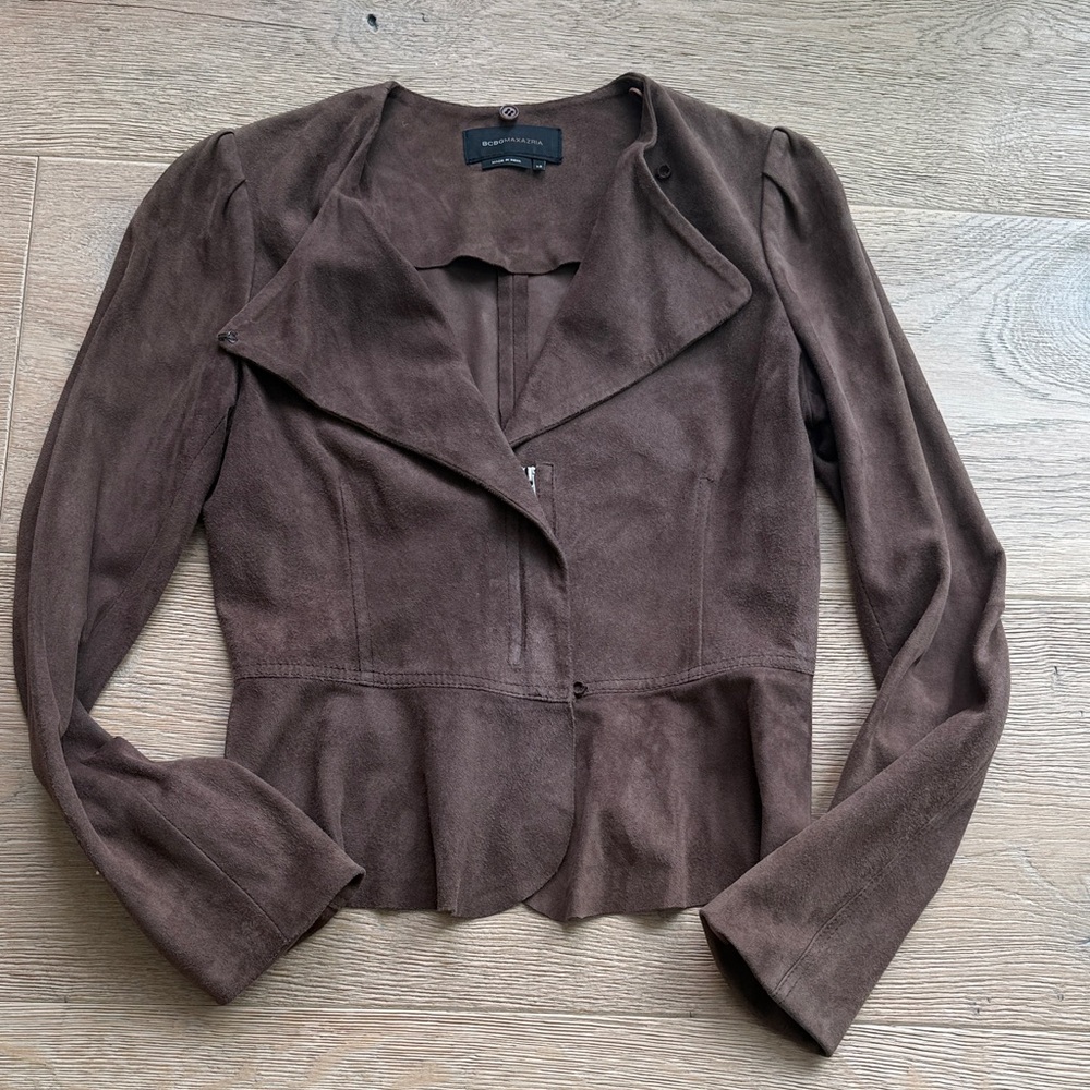 BCBGMaxAzria Chocolate Brown Suede Blazer
